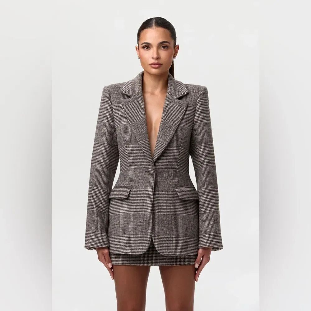 NWT Naked Wardrobe SUITING PLAID HOUNDSTOOTH MINI SKIRT